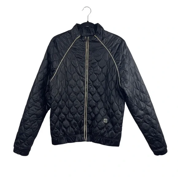 G-STAR RAW Midder Quilted Bomber Jacket Black White Trim Collar Sz M - Picture 1 of 11